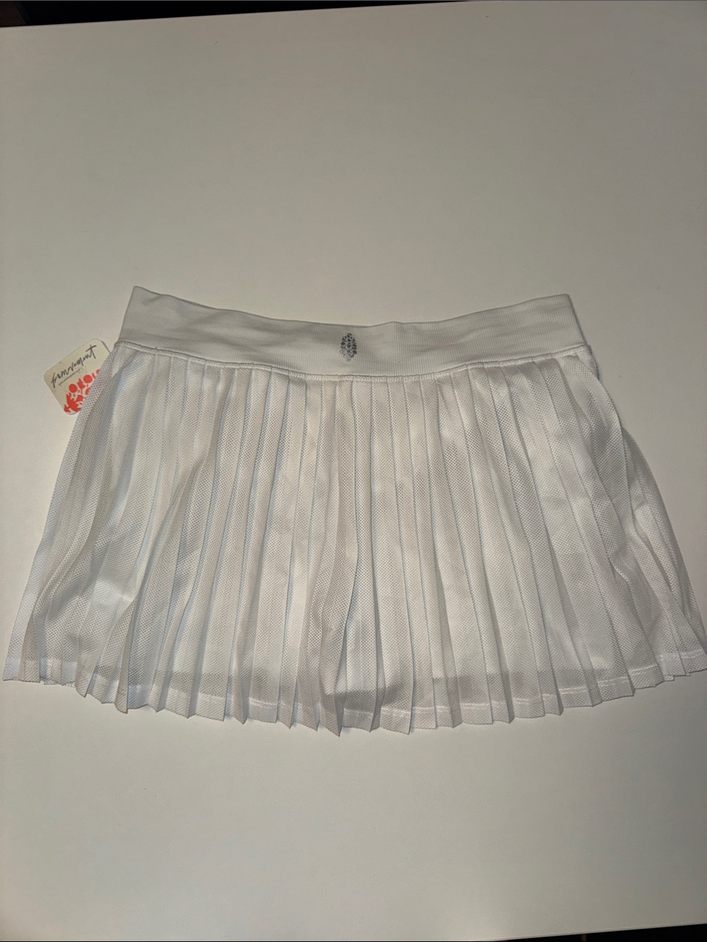 Free People White Pleated High-Low Mini Skirt with Mesh Overlay - Picture 1 of 4